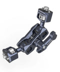 Dual Ball Head Articulating Magic Arm With Retractable Pins, 360 Degree Rotation, 12 Lb Load in metallic finish