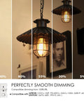 Pendant light with Six Pack Vintage Edison LED Bulbs ST64 Dimmable 11W 1100 Lumens 2700K Warm White E26 illuminating room at various levels
