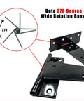 Heavy Duty T Door Hinges With Reinforced Shafts And Screws Included, showcasing 270° rotation and black zinc finish.