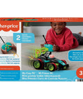 Child playing with My Easy RC Remote Control Car For Kids 3 And Up With Two Speeds Simple Four Way Driving One Button Drive Parent Controlled Speed Modes Ideal Preschool Toy Car
