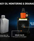 Heavy Duty Workhorse HVAC Vacuum Pump Pushing 3.5 CFM with oil sight glass and drain valve for maintenance.