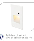Indoor And Outdoor Step And Wall Light with Daylight Photocell Sensor 120V 2700K Warm White Built In LED White Finish