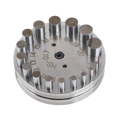 Pro Grade Steel Disc Cutter Set For Jewelry Making With Round Pendant Punch Tool And Six Dies, flat bottomed steel tool.