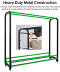 Dang Sturdy Heavy Duty Vinyl Roll Storage Rack, Commercial Fabric Holder with 20 removable bars and metal frame, showing construction details.