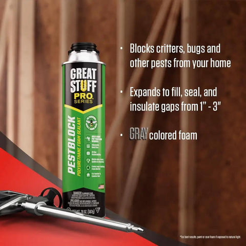 Pestblock Complete Kit For Sealing Gaps Up To 3 Inches With Insulating Expanding Foam Sealant