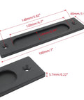 Dimensions of Two Piece 7 Inch Flush Pull Recessed Barn Door Handle In Sleek Matte Black Aluminum Alloy showing size specifications.