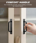Adhesive Cabinet Handles 5.83 Inch 2 Pack Push Pull No Drill Installation on sliding doors, matte black finish, zinc alloy, rust resistant.