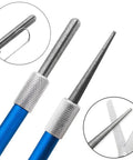 Two Pack Retractable Diamond Serrated Knife Sharpener For Kitchen Outdoor Cooking Camping Fishing And Hunting Grit Proof And Pocket Ready Kit, showing diamond grit tips and ergonomic handles.