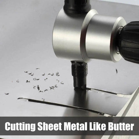 Double Head 360 Degree Metal Nibbler Cutter cutting sheet metal in action