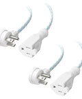 2 Pack Braided Low Profile Flat Power Cords 10 Foot Indoor Extension Cables 3 Prong Flat Plug Under Rug Power Extension, braided design