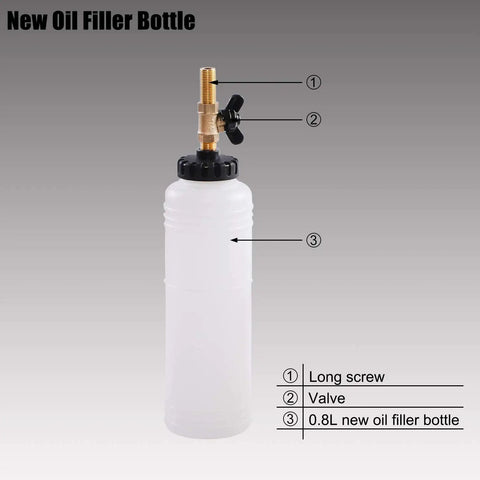 Garage Ready Pro Grade Pneumatic Vacuum Bleeder Kit For Brake And Clutch Fluid Change with 0.8L oil filler bottle and valve