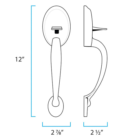 Keyless Electronic Touchpad Deadbolt And Handleset Combo For Home Security Setup; side and front view dimensions.