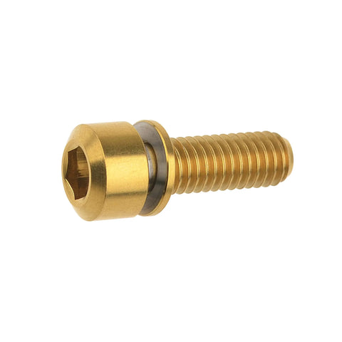 Titanium Alloy M6x16 18 20 25 30 35mm Hex Head Bike Stem Bolts With Washer For MTB And Road Bikes, Grade 5 6AL4V Titanium, Gold Finish