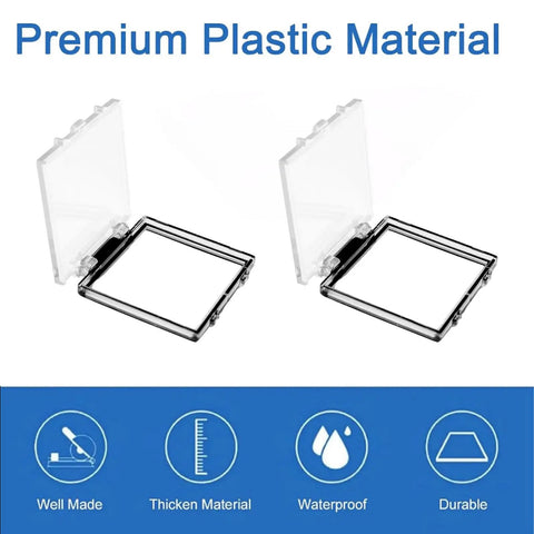Durable Clear PC Power Button Cover Pack Of 2, Dustproof And Waterproof Push Button Cap Guard, Plastic Protector shown open