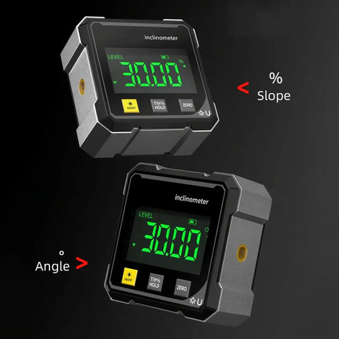 Ultra Precise Digital Angle Finder With Laser And Four Side Magnetic Base, LED Readout Inclinometer, black 30° angle display