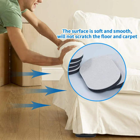 Eight Pack Heavy Duty Oval Felt Furniture Sliders for Moving on Hard Floors Easily Glide Couches Beds Armoires