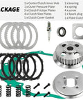 Heavy Duty Clutch Kit With Friction Plate And Induction Hardened Steel Hub Assembly For Honda TRX250X R TE TM ATVs showing all included components.