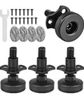 12 Pack Furniture Leveling Feet With Three Eighths Inch Thread And Adjustable Height, floor protectors, black plastic feet with screws