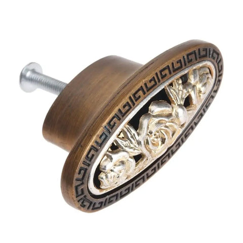 Single Hole Antique Rose Flower Carved Door Handle For Cabinets Drawers And Wardrobes Lightweight Alloy Hardware