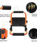 Back view of Powerful 50W LED Work Light With 4300 Lumens For Job Sites, 500W Halogen Replacement, IP66 Waterproof Outdoor Flood Light with 5m cord