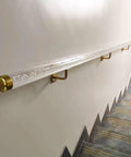 Heavy Duty Acrylic Railing Kit With End Caps No Sweat Setup Indoors Or Outdoors No Slip Stair Treads Grab Bars Tough Grip Handrails For Decks Steps And Entryways Complete Safety Fix installed on staircase with sleek gold brackets.