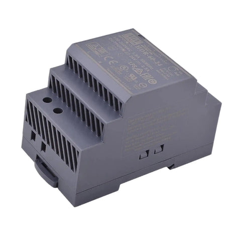 DIN Rail Power Supply 60W 24V 2.5A Ultra Slim 3SU Step Shape Industrial Grade UL Class II LPS Certified 4KV Isolation for Industrial Automation and Home Automation Projects, angled view