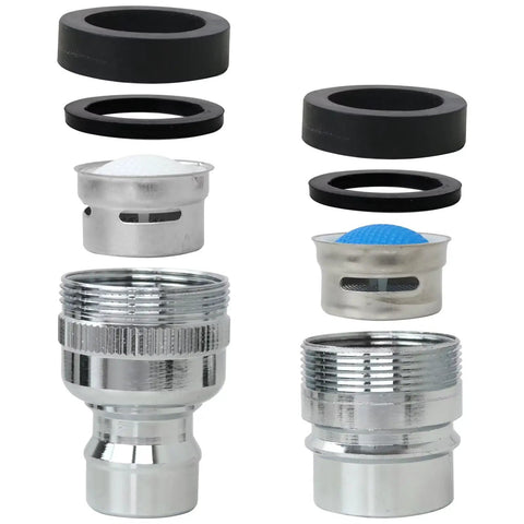 Two Pack Dishwasher Faucet Adapter Connector Straight Up Works With Portable Countertop Units, includes metal fittings and rubber seals.
