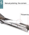 Industrial Grade Folding Angle Brackets, stainless steel with polished edges, showcasing fine corners for durability.