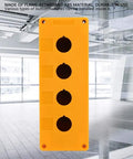 Beefy Four Hole 22mm Push Button Switch Control Box with ABS industrial enclosure in yellow, for equipment control panels and signal lights.