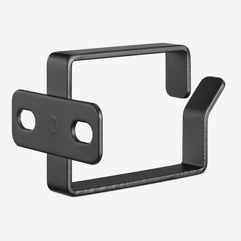 Steel D-ring bracket from Organize Your Server Rack With D Ring Cable Management Hooks Set 10 Piece Bracket Organizer For Network Patch Cables Fiber Optic Cables Power Cords And More Modular Mounting Clips To Keep Cables Tidy And Accessible, shown at an angle.