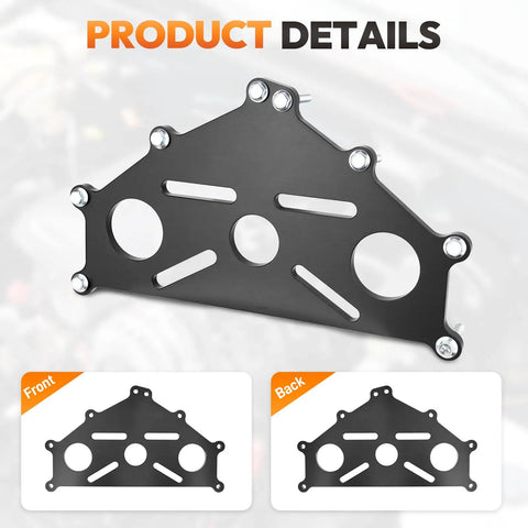 Billet Aluminum Engine Safe Stand Adapter Plate For Chevy Small Block Big Block And GM LS LT V8 Engines Beefy Built Heavy Duty Durable Fitment For LS1 LS2 LS3 LS6 LS7 LS9 L76 L92 L96 LQ4 LQ9 And More, front and back view