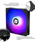 Five Pack 120mm ARGB PWM CPU Case Fans With S-FDB Bearing, Silent Up To 1550 RPM, 4 Pin Connectors, showcasing LED lighting and design