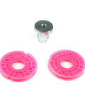 Built Tough Window Regulator Repair Cord Kit Featuring Double Roller Pulleys And Quick Swap Clamps To Bring Your Bmw 5 Series E39 Back On Track 1996 To 2004 with two pink pulleys and a metal connector.