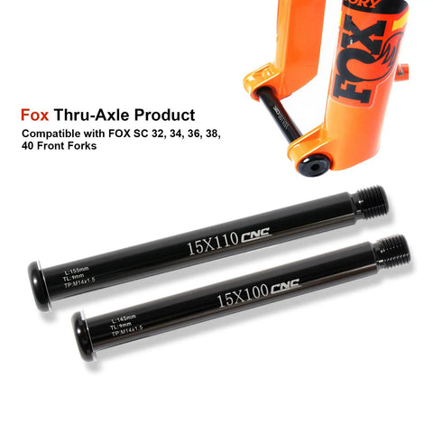 Front Hub Thru Axle 15x100mm And 15x110mm For Fox SC32 34 36 38 40 Forks Aluminum 6061 T6 M14x1.5 Thread