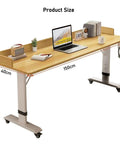 Straight Up Durable Height Adjustable Overbed Table With Easy Glide Locking Casters Mobile Laptop Desk For Bedroom Or Sofa Heavy Duty Wood Roll Around Study Space Built Tough, product dimensions 150cm x 40cm x 10cm.