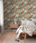 Hella Durable Art Deco Wallpaper Featuring Elegant Feminine Designs With Super Tough Linen Texture Surface And Pvc Free Type Ii Professional Covering For Interiors And Living Rooms in a stylish bedroom with neutral decor.