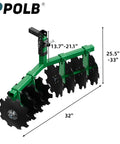 Tow Behind Disc Harrow Attachment For ATVs And UTVs With 12-Inch Steel Discs, 2-Inch Receiver Hitch, Adjustable Height Soil Tiller