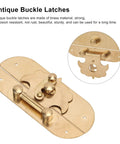 Close-up of Old School Jewelry Box Lock With Exquisite Brass Texture Latch showing engraved brass surface and details.