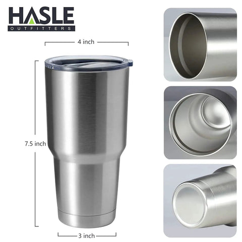 Hardcore 30oz Stainless Steel Tumbler Featuring Double Wall Vacuum Insulation That Keeps Your Drink Frosty Or Piping Hot Through Any Hustle A Tough Grab And Go Travel Coffee Mug Built To Handle Daily Grind With Matte Finish, shown with dimensions.
