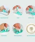 Adjustable Circle Cutter For Crafts And Scrapbooking Super Precise Round Paper Trimmer Punch Alternative showing tension adjustment and blade removal steps.