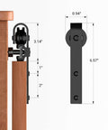 Side view of 4 Foot Mini Sliding Barn Door Hardware Track Kit For 21 To 24 Inch Doors Suitable For Cabinets Windows And TV Stands Easy Install Smooth Quiet Operation High Quality Steel With Black Powder Coat And J Shape Hanger