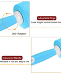 Silicone Rolling Pin For Baking 20.5 Inch Nonstick Kitchen Roller With Rubber Handles, adjustable rings for fondant, blue.