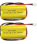 Ni-Cd 4.8V 700mAh Emergency Exit Light Battery Replacement 2 Pack showing yellow batteries and red-black wires