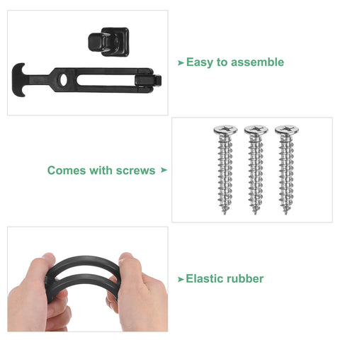 Two Pack T Handle Rubber Flexible Draw Latches With Screws 7.9 Inch Hasp Style Hood Latches with screws and elastic rubber shown