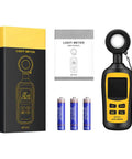 Digital Illuminance Meter Handheld Light Meter with Ambient Temperature Range 0 to 200000 Lux 4 Digit Color LCD Screen Min Max