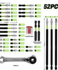 52-piece impact screwdriver bit set with magnetic bits, magnetizer, extension rods, wrench; four-in-one length system for electronics.