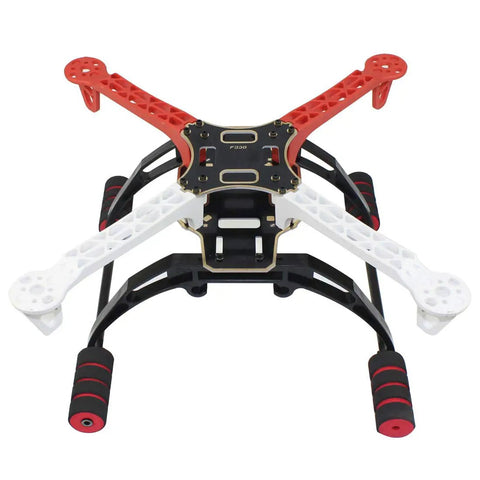 330mm 4 Axis Quadcopter Drone Frame Kit for DIY Drones with ultra strong arms in black, white, and red color top view