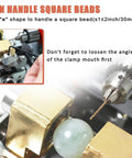 Trade In The Hand Crank Hustle For This 680W Professional Jewelry Drill Press And Pearl Hole Punching Machine High Speed Bead Borer For Stone Metal And Gems Rock Solid Benchtop Action showing clamp and drill for square beads.