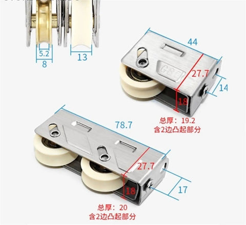 Slide Like A Dream With This Double Wheel Stainless Steel Pulley Roller Designed To Fix Squeaky Windows And Sliding Doors Easily Replace Worn Hardware On Kitchen Cabinets And Closets With This Heavy Duty Smooth Gliding Part 1 Pack showing dimensions of rollers and stainless steel casing.
