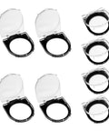 Eight Piece Push Button Cover Set Keeps You From Accidentally Pressing Buttons On Elevators Washing Machines And Office Equipment With Dustproof Waterproof Plastic Protection shown in packaging.